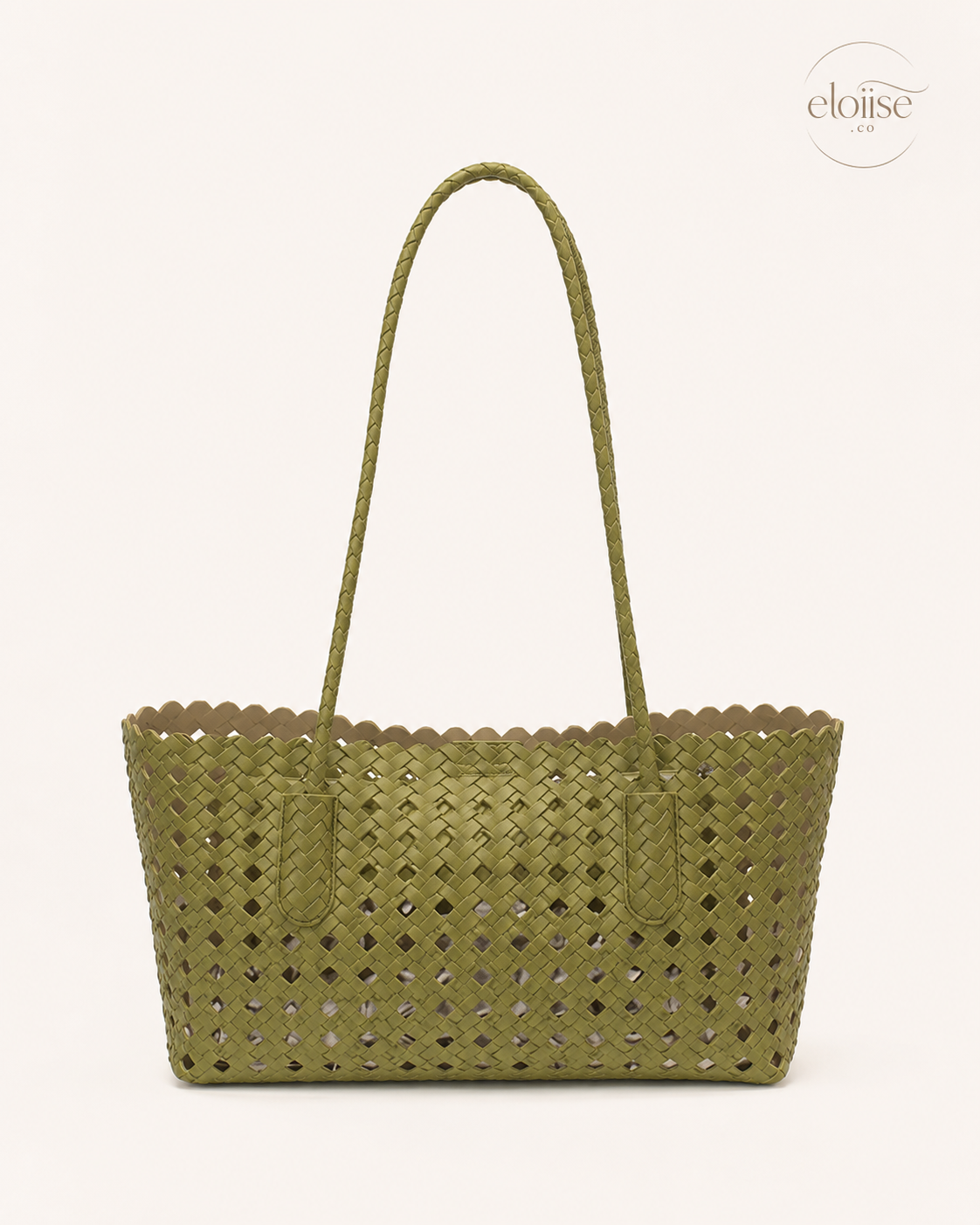 Riviera Woven Shoulder Tote | Scalloped Weave