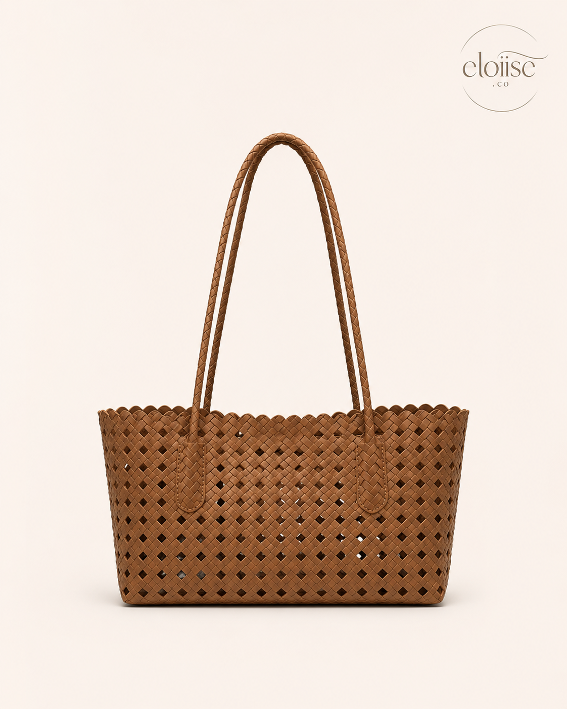 Riviera Woven Shoulder Tote | Scalloped Weave