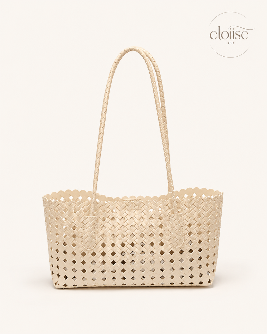 Riviera Woven Shoulder Tote | Scalloped Weave