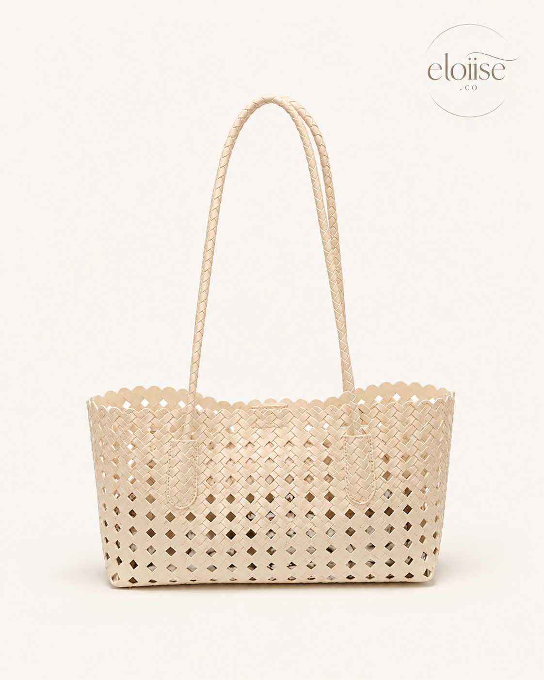 Riviera Woven Shoulder Tote | Scalloped Weave