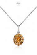 The Solène | Natural Citrine Halo Necklace