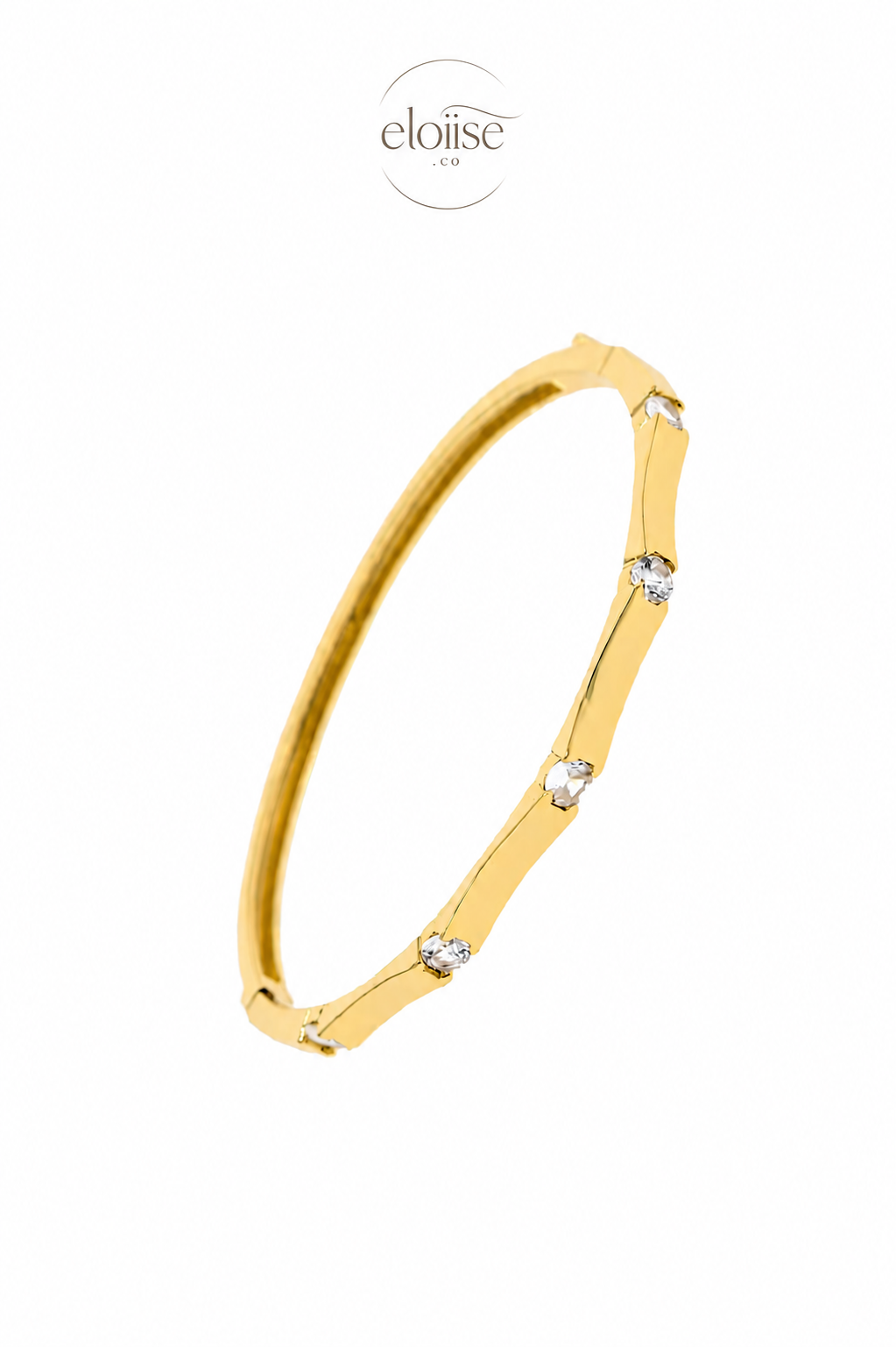 The Amélie | Gold-Plated Bamboo Pavé Bangle