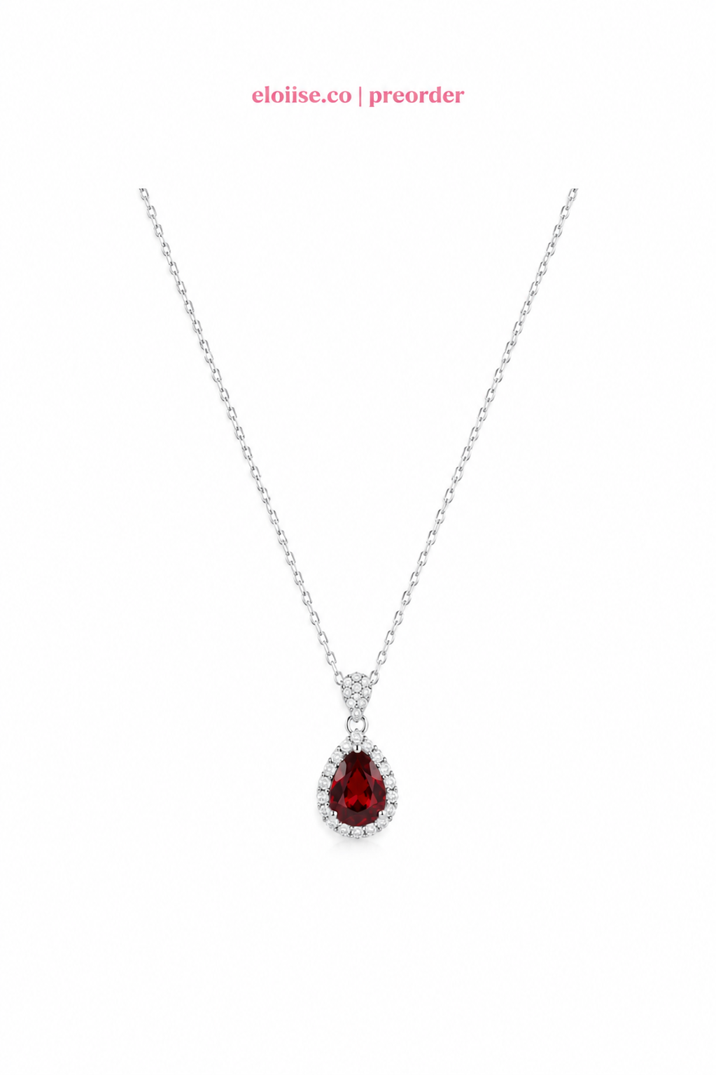 Rosalie Garnet Necklace | Pear Cut Halo Pendant